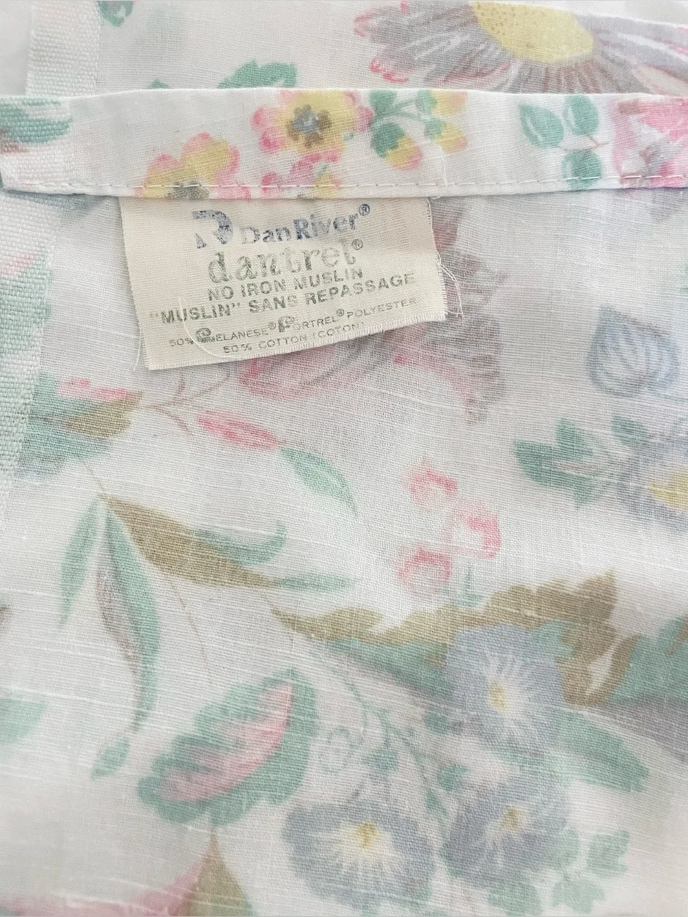 Vintage MCM Dan River Dantrel Muslin Flat & Fitted Floral King Sz